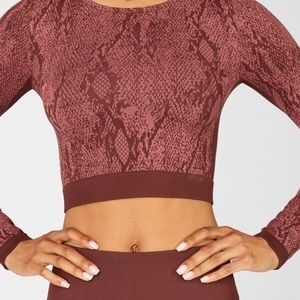 Fabletics matching maroon snakeskin outfit set